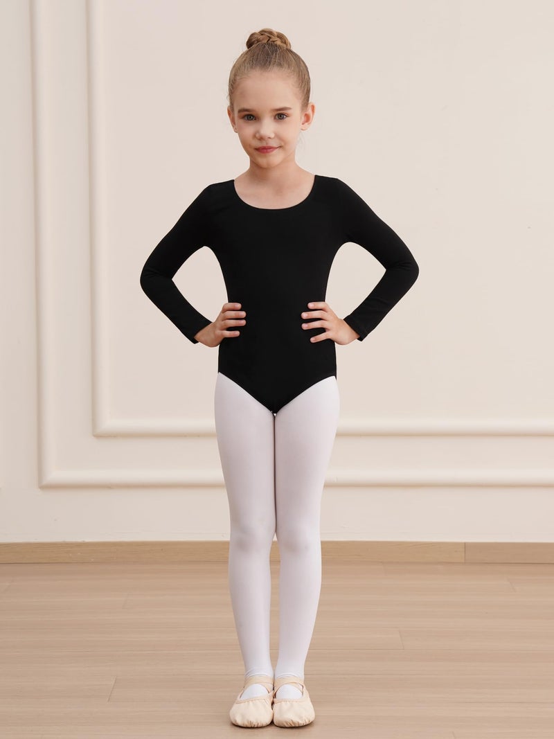 WEGETIT Long Sleeve Black Leotard for Girls Gymnastics Leotards Toddler Dance Ballet Bodysuit (Black,8-10Years) - Image 2